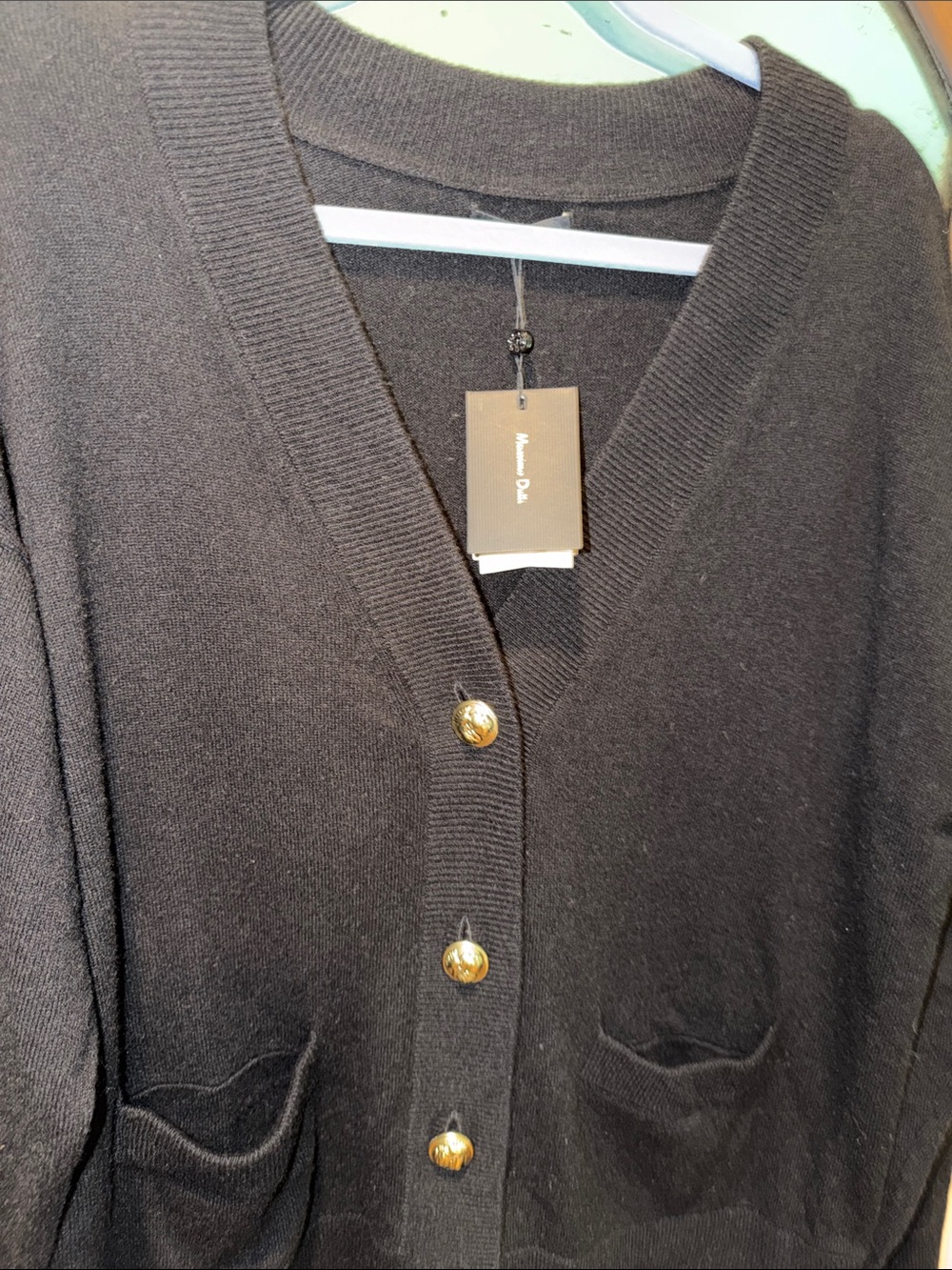 Massimo Dutti Black Wool Blend Cardigan with Gold Buttons - Picture 5 of 6